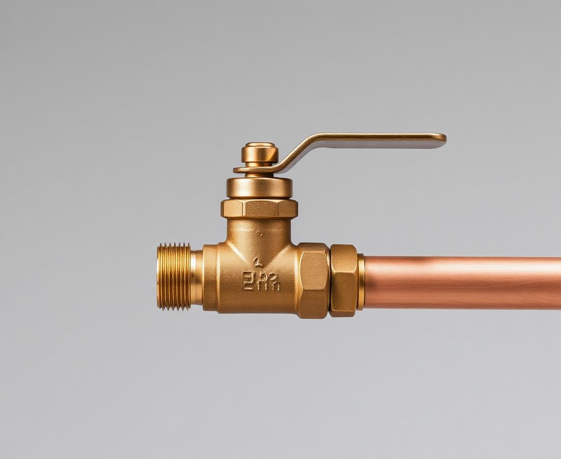 A copper shutoff valve on a residential water line in a Sacramento suburb home