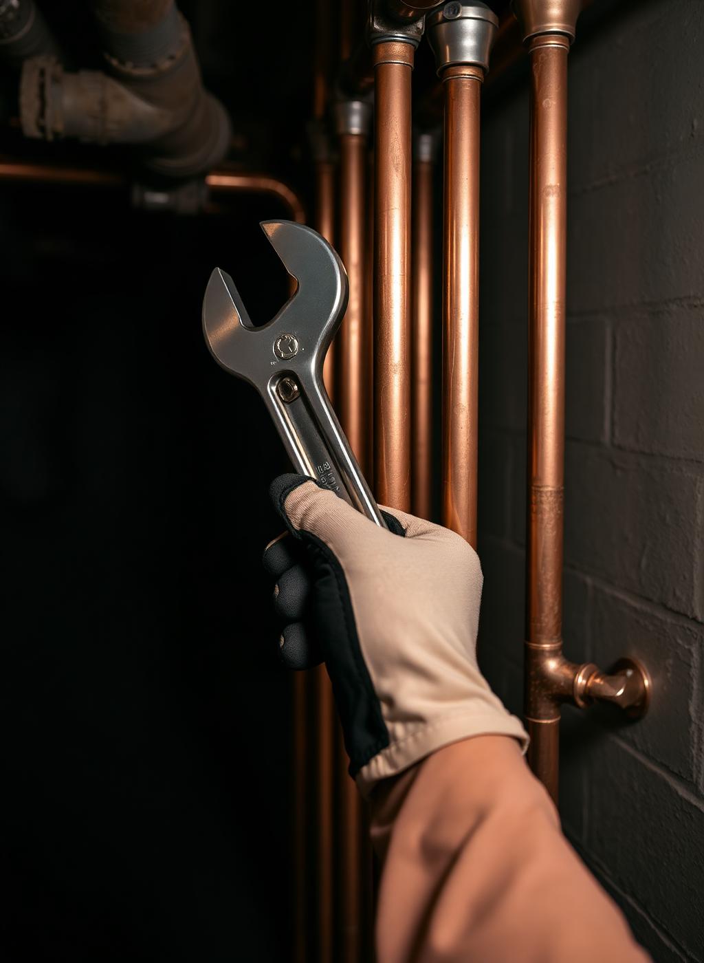 Technician servicing a furnace in a Reading area rowhome basement