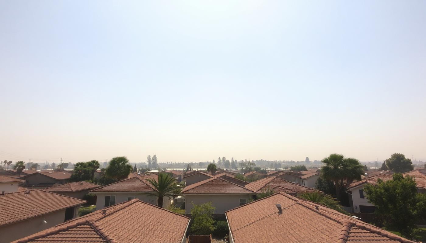 A hazy triple-digit sky over the Sacramento Valley during a summer heat wave