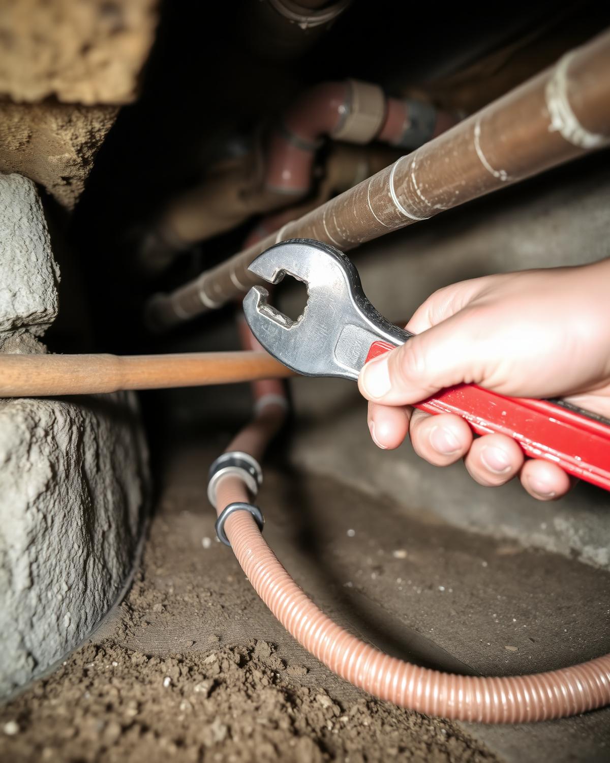 A plumber repiping an older Los Angeles home's water lines under the floor