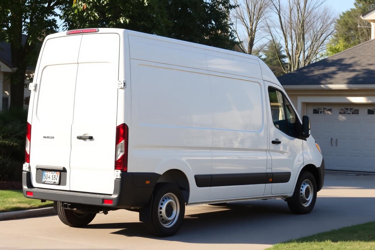 Service truck parked outside a newly built home in a growing outerbelt suburb