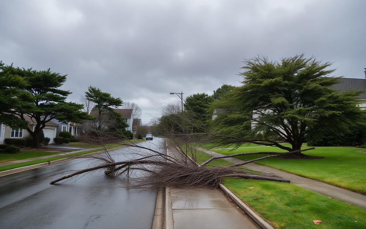 Storm damage aftermath in a South Shore Hempstead neighborhood following a coastal nor'easter