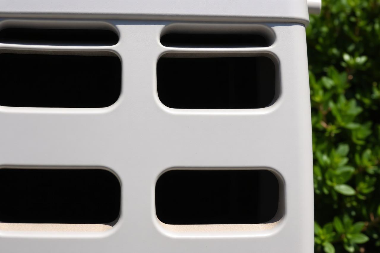 Outdoor air conditioning condenser running during a humid Columbus summer