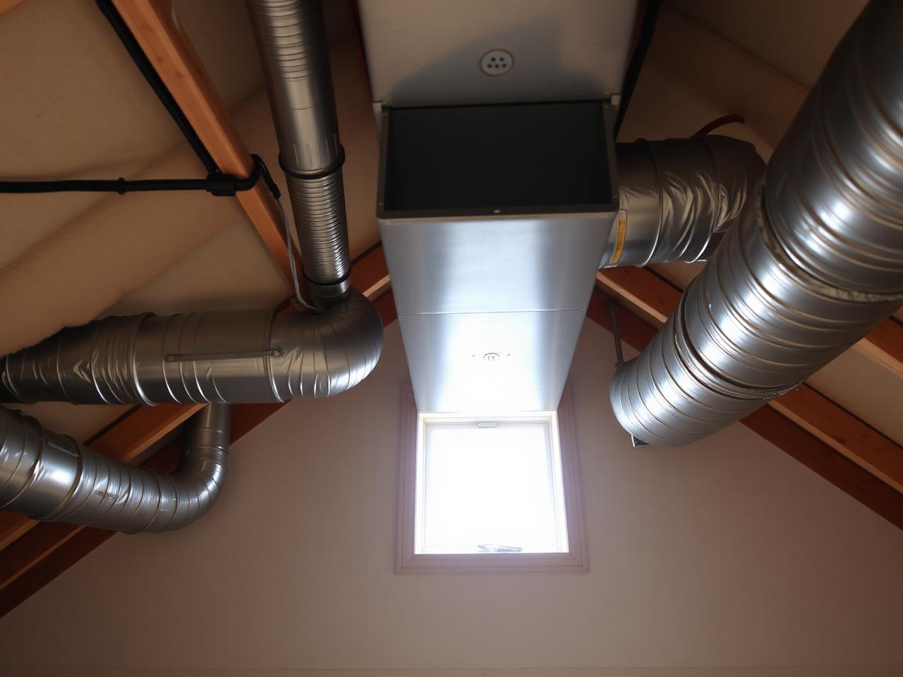 New HVAC ductwork installed in a San Jose home's attic as part of a heat-pump conversion