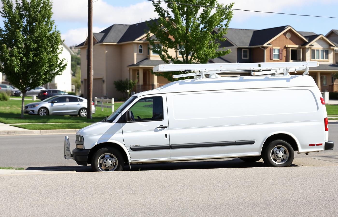 Contractor's service van parked on a newly developed Allentown street