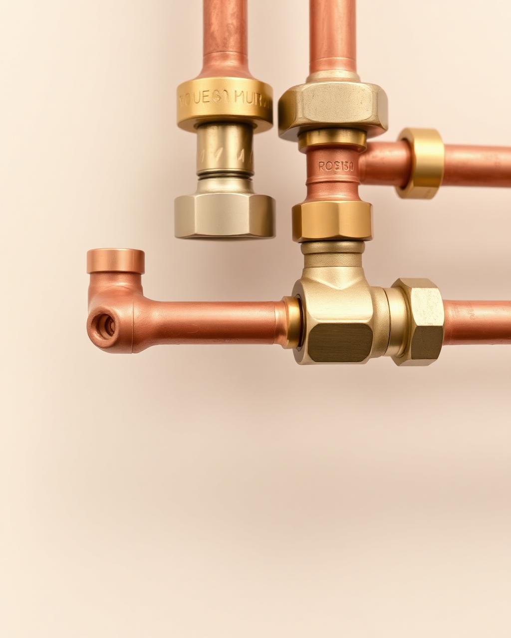 Close-up of copper pipe and brass fittings on a plumbing repair in a Miami home