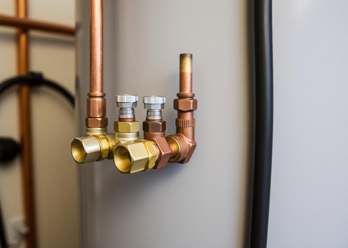 Newly installed residential water heater with copper connections in a Tampa utility space