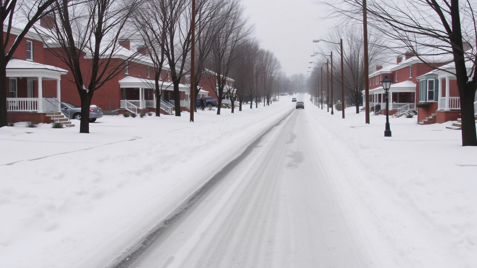 Snow-covered Allentown street during a winter no-heat season