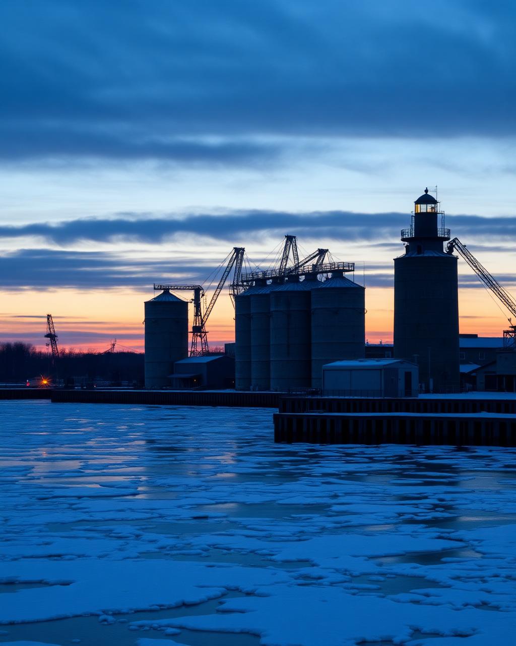 Buffalo Harbor waterfront with sailboats and the historic lighthouse under a clear sky