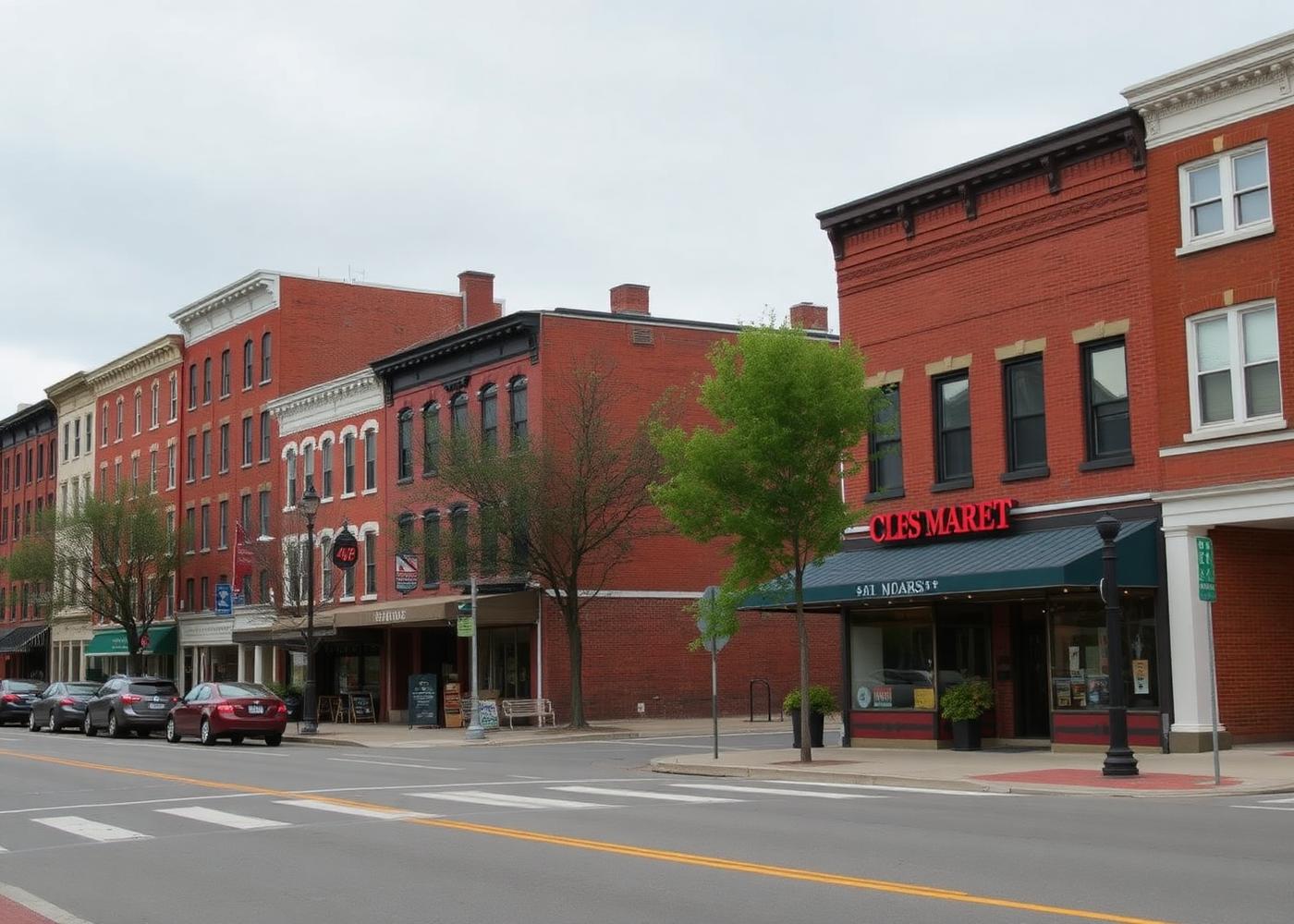 Brick rowhouses and a corner market storefront on a Midtown Harrisburg street