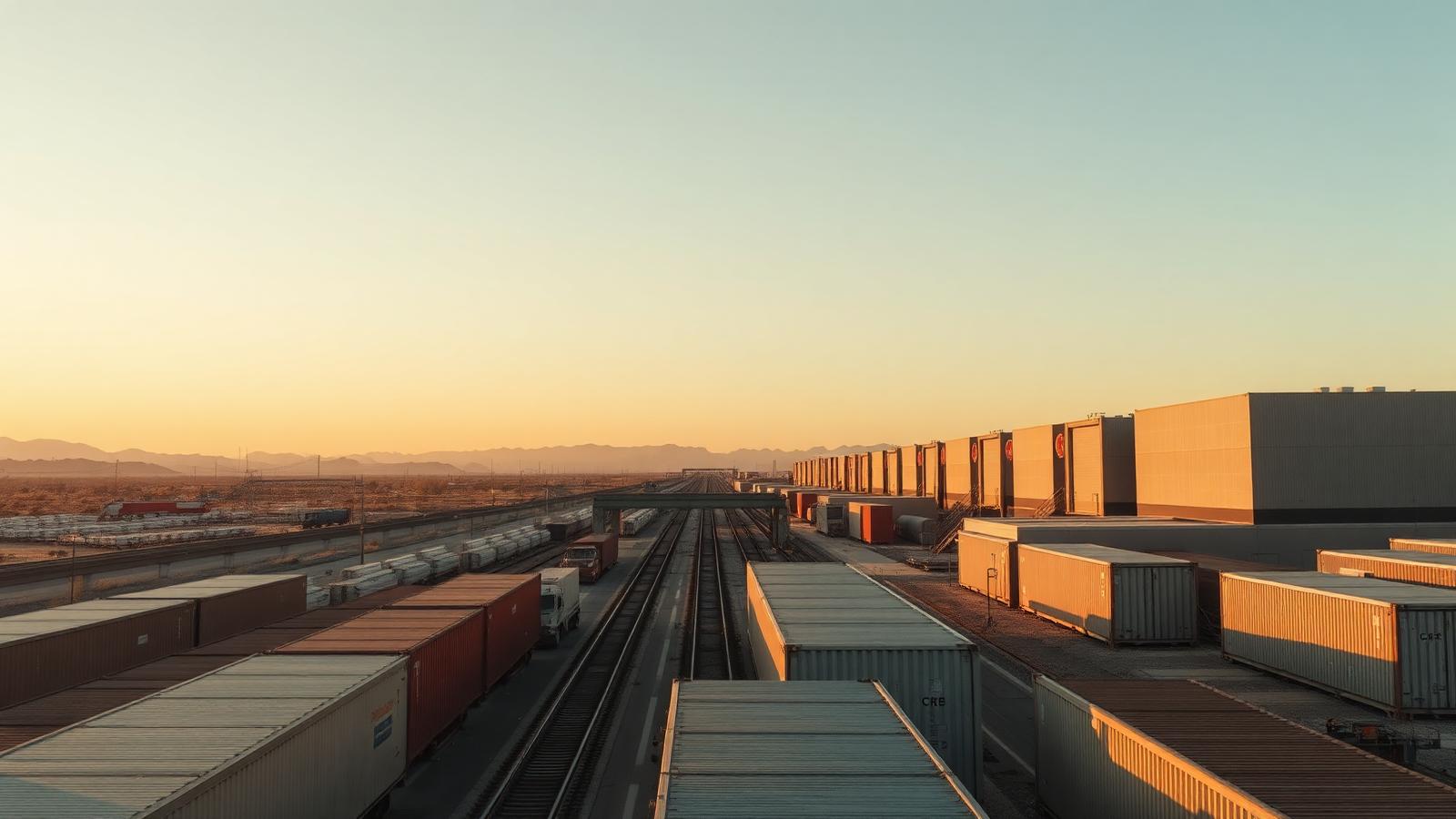 Rail yard and warehousing along Interstate 10 near the El Paso–Juárez border crossing