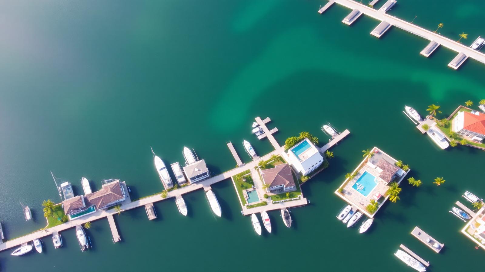 Aerial view of a Fort Lauderdale finger-canal neighborhood with docks, pools and waterfront homes