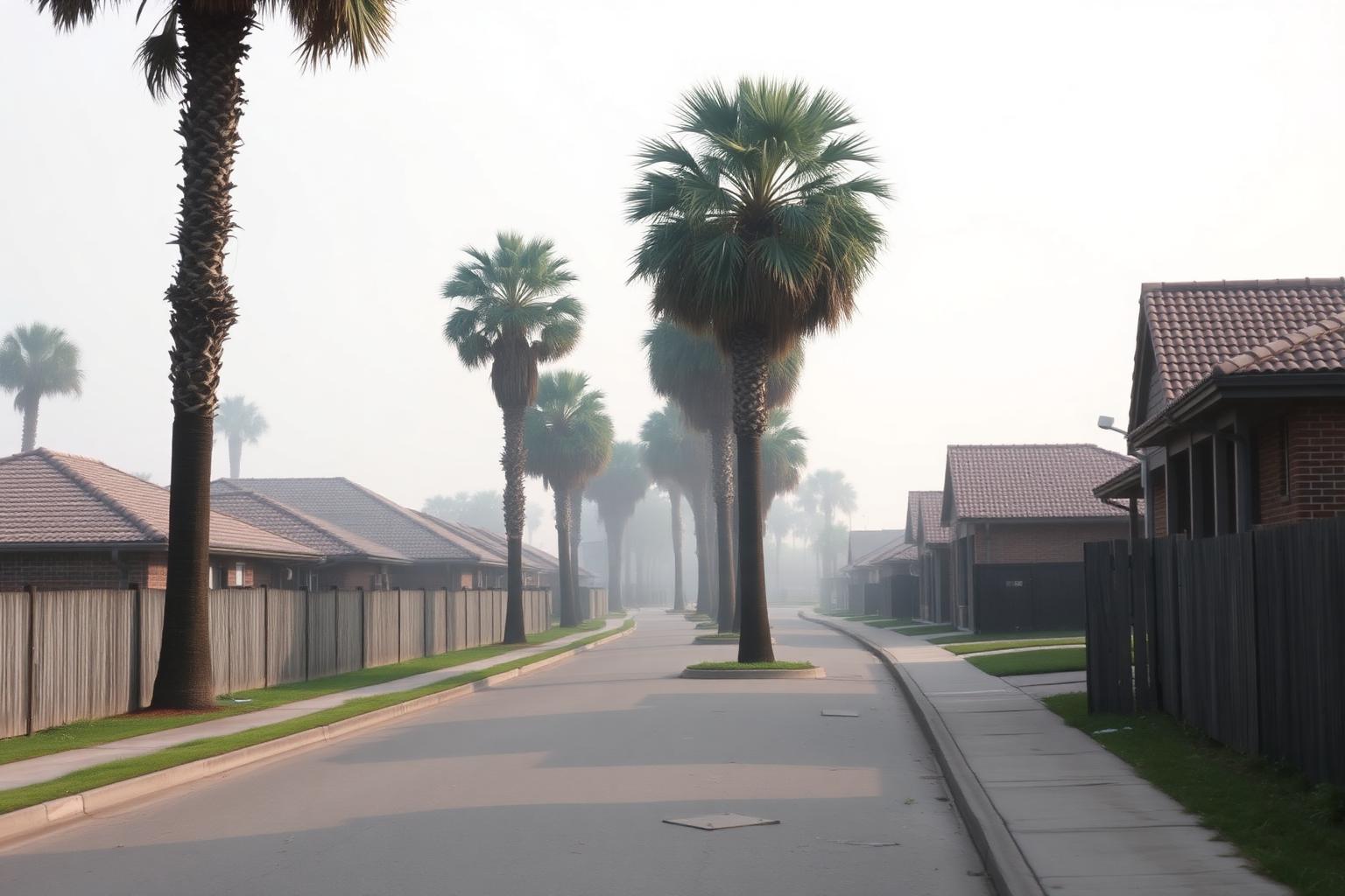 Coastal neighborhood street of homes near Flour Bluff, Corpus Christi, Texas