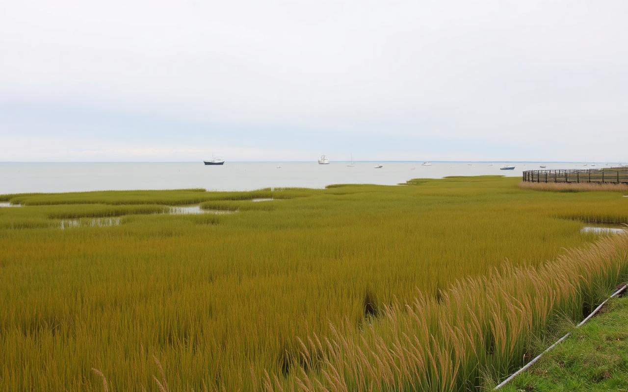 South Shore salt marsh and bay shoreline near the barrier beaches of the Town of Hempstead