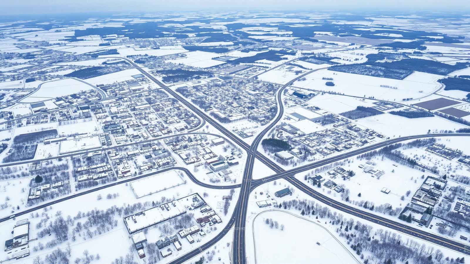 Aerial view of downtown Syracuse and the Onondaga County suburbs surrounding it