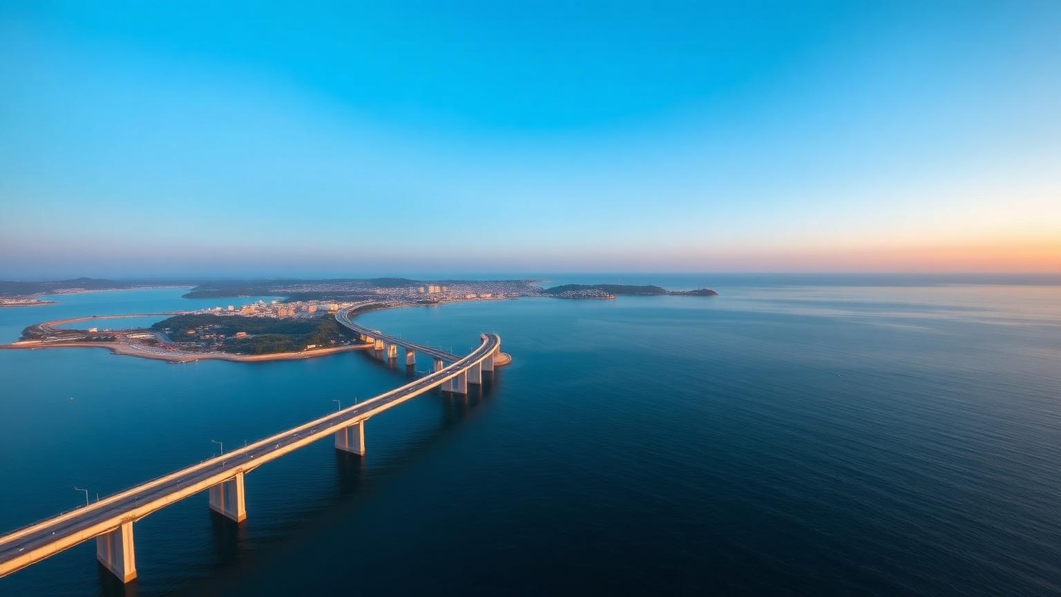 San Diego-Coronado Bay Bridge at dusk over the bay