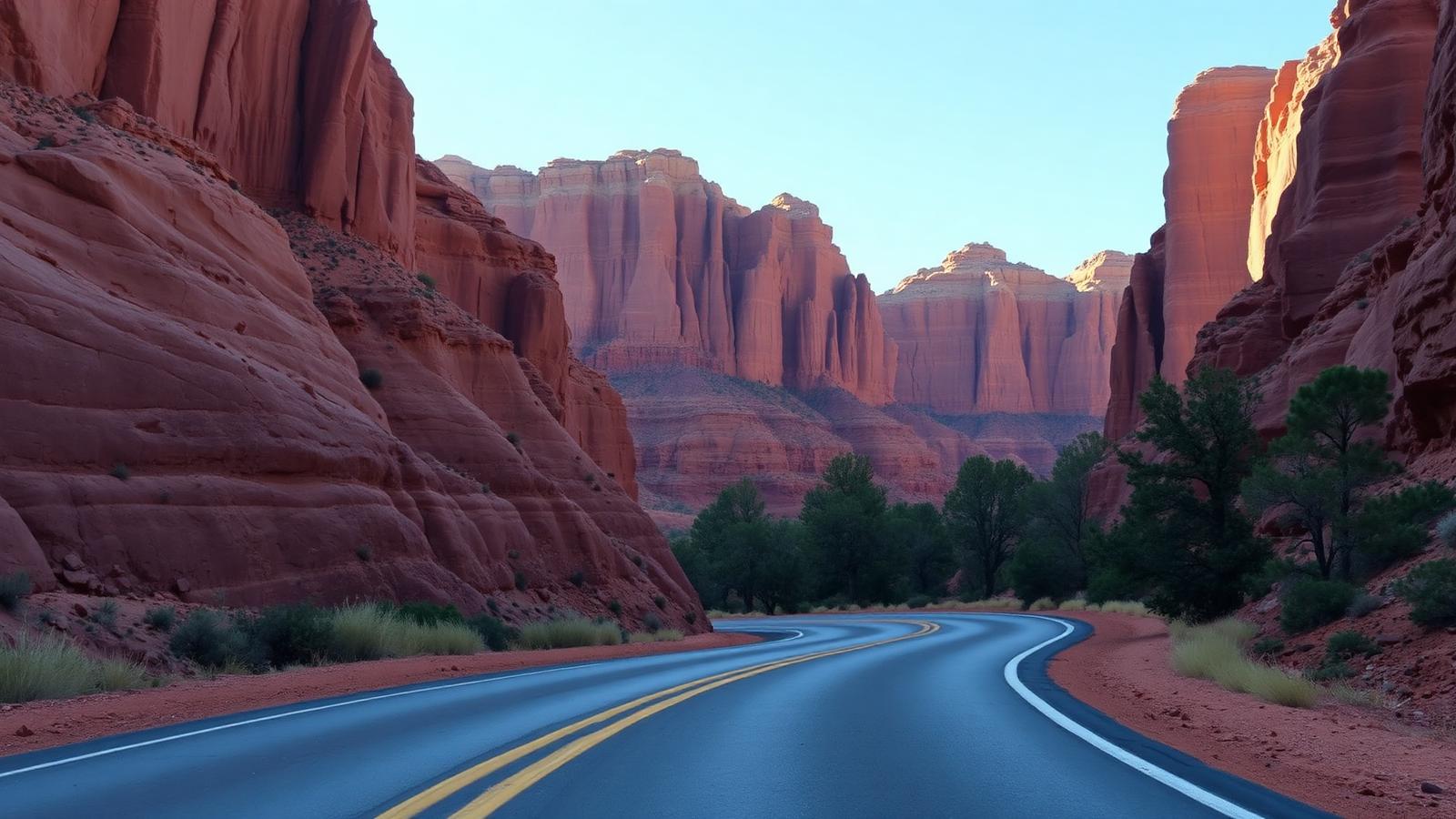 Red rock canyon road leading into St. George