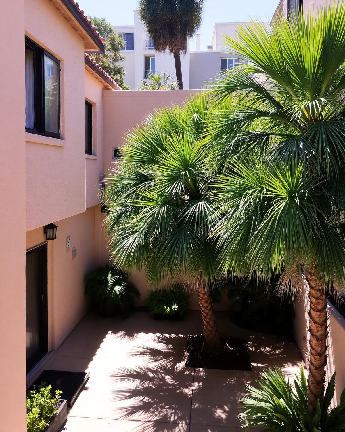 Stucco courtyard on an older Los Angeles home mid-renovation