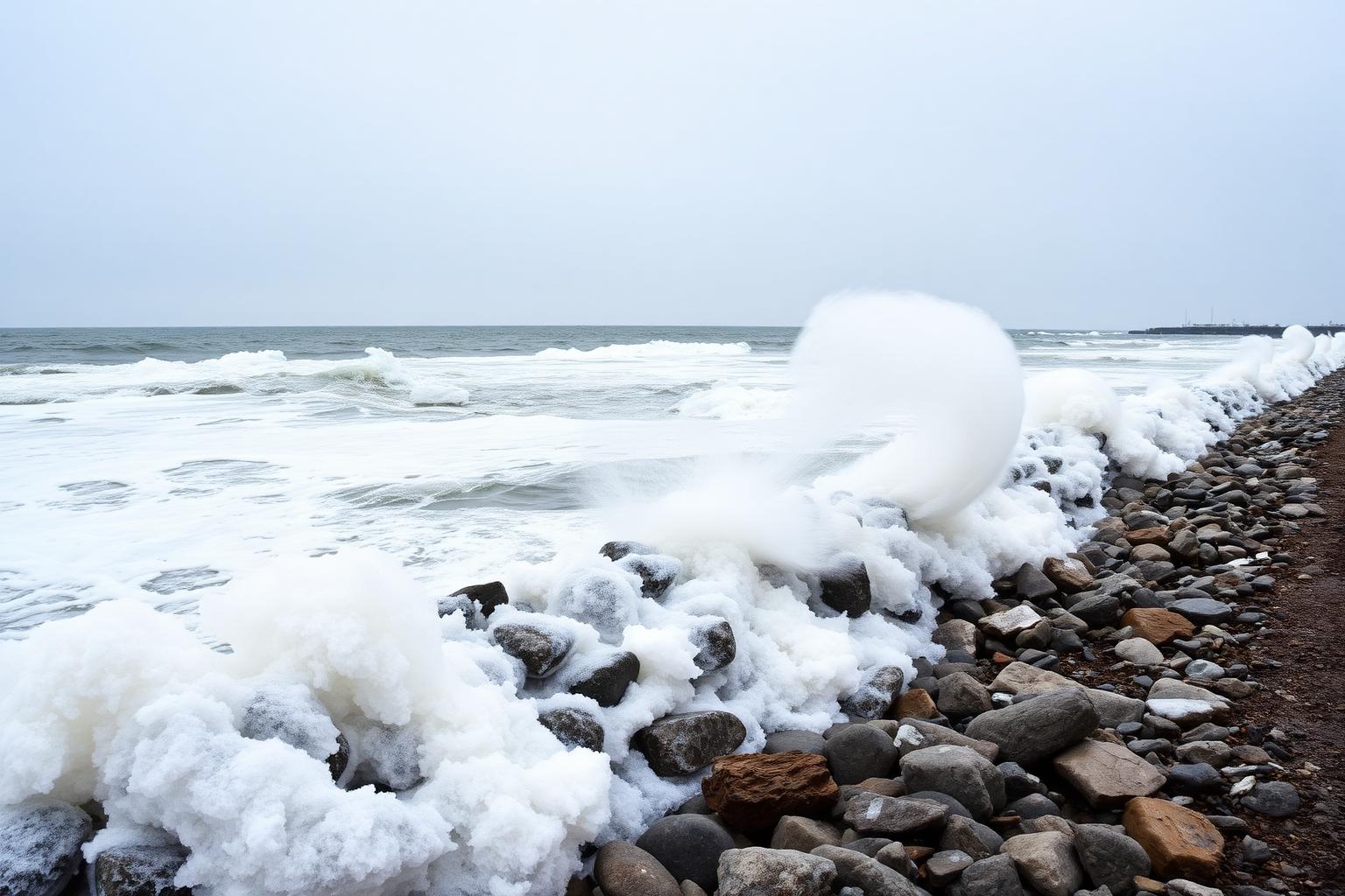Lake Erie shoreline near Buffalo where lake-effect snow bands form before moving into the Southtowns