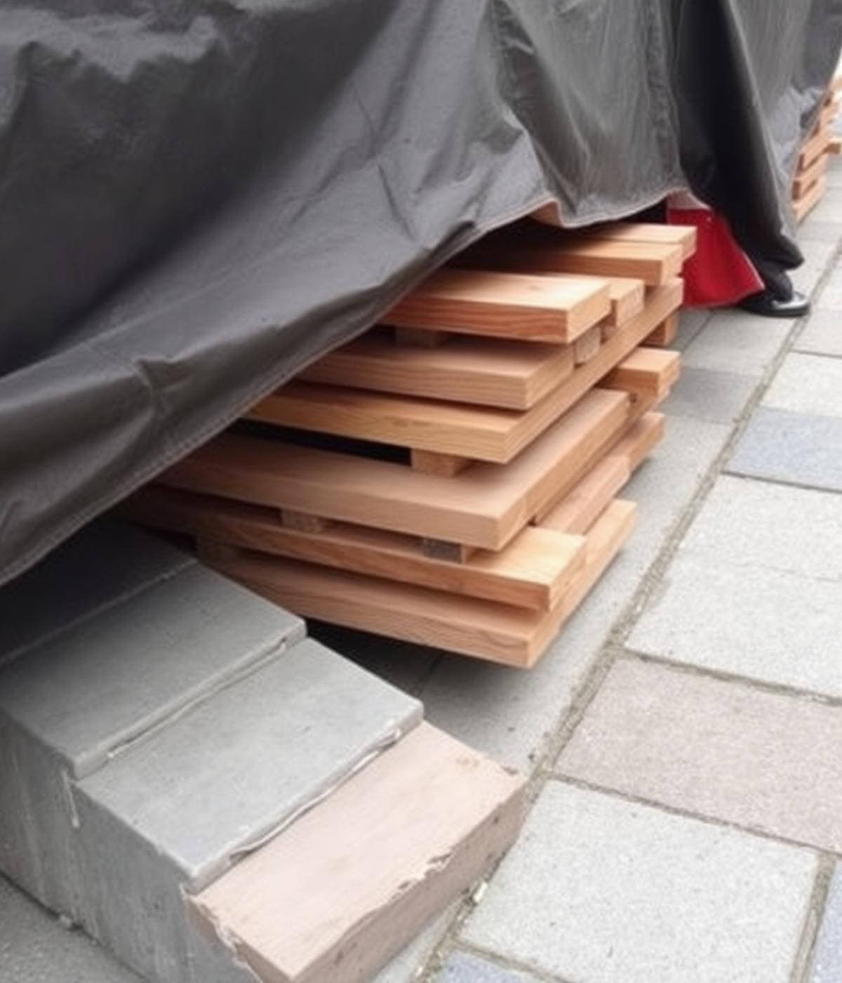 Contractor materials staged for a licensed job outside a New York City building