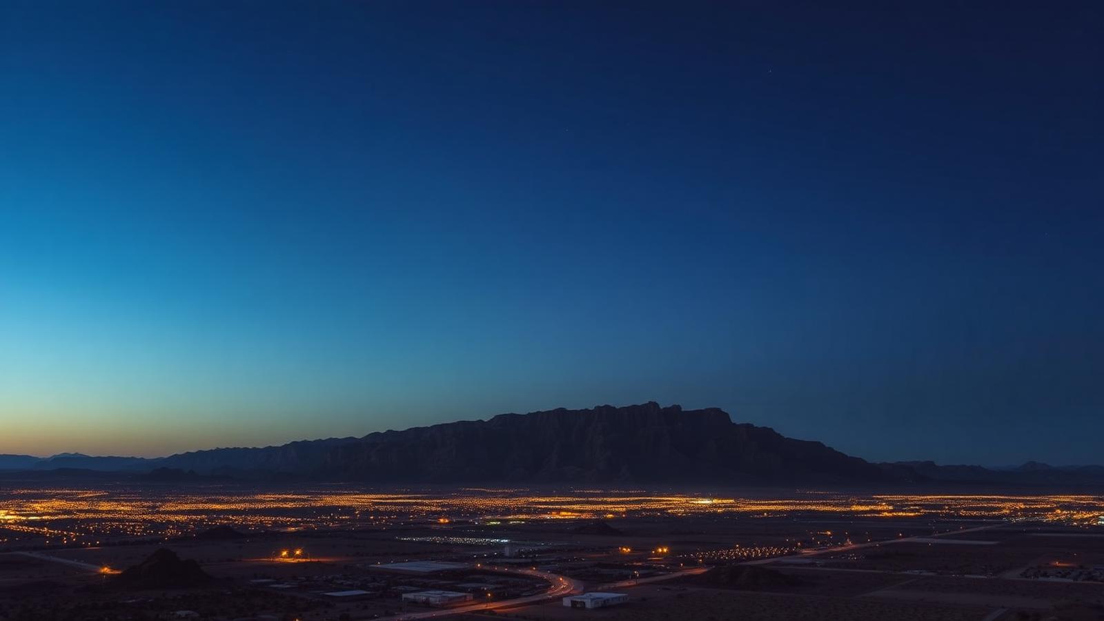 El Paso mountain city skyline at dusk with desert hills framing the border metro