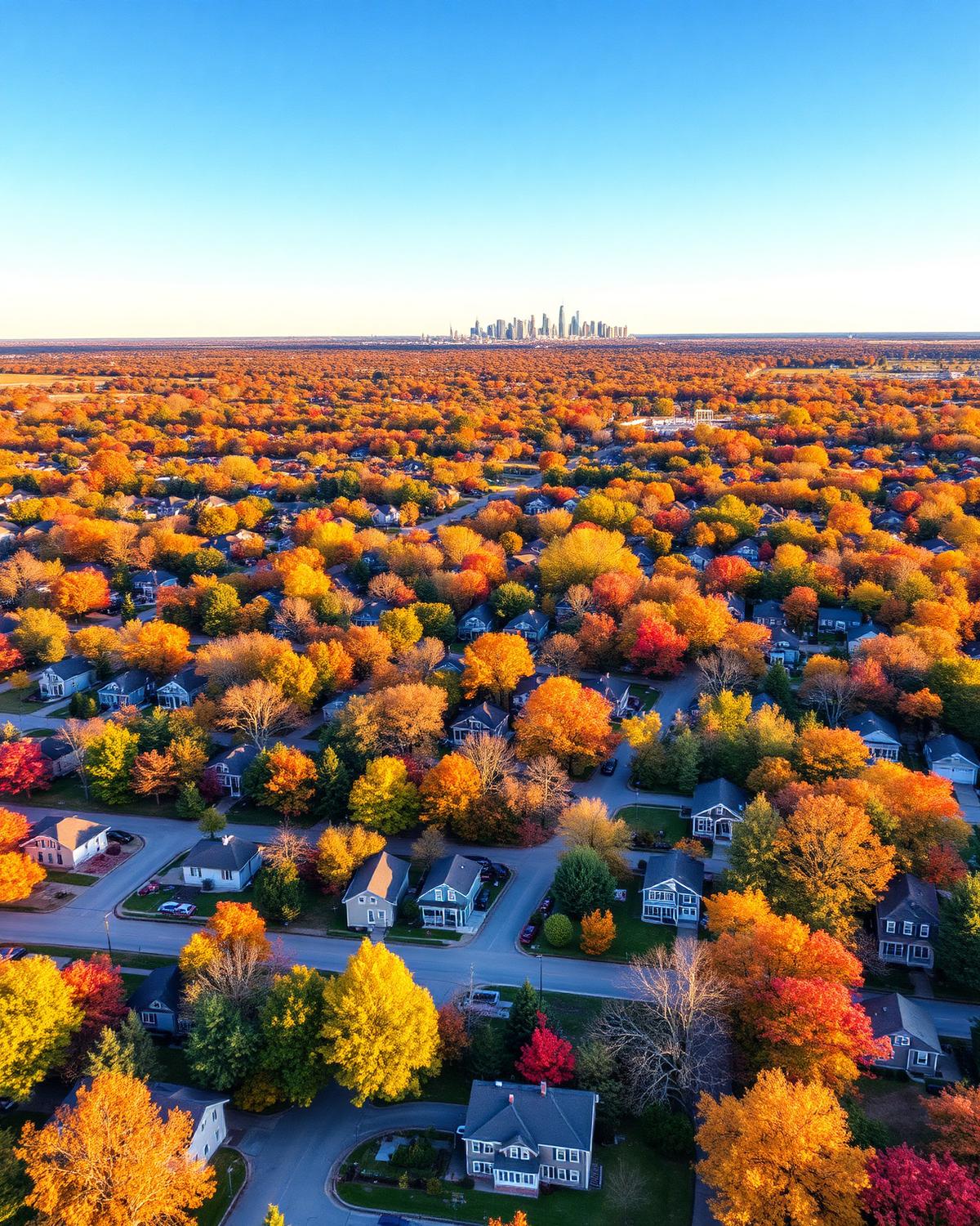 Aerial view of a tree-lined Springfield neighborhood with established older homes and grid-pattern streets