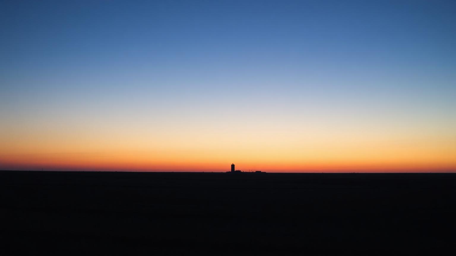 Flat West Texas plains horizon at dusk near Lubbock