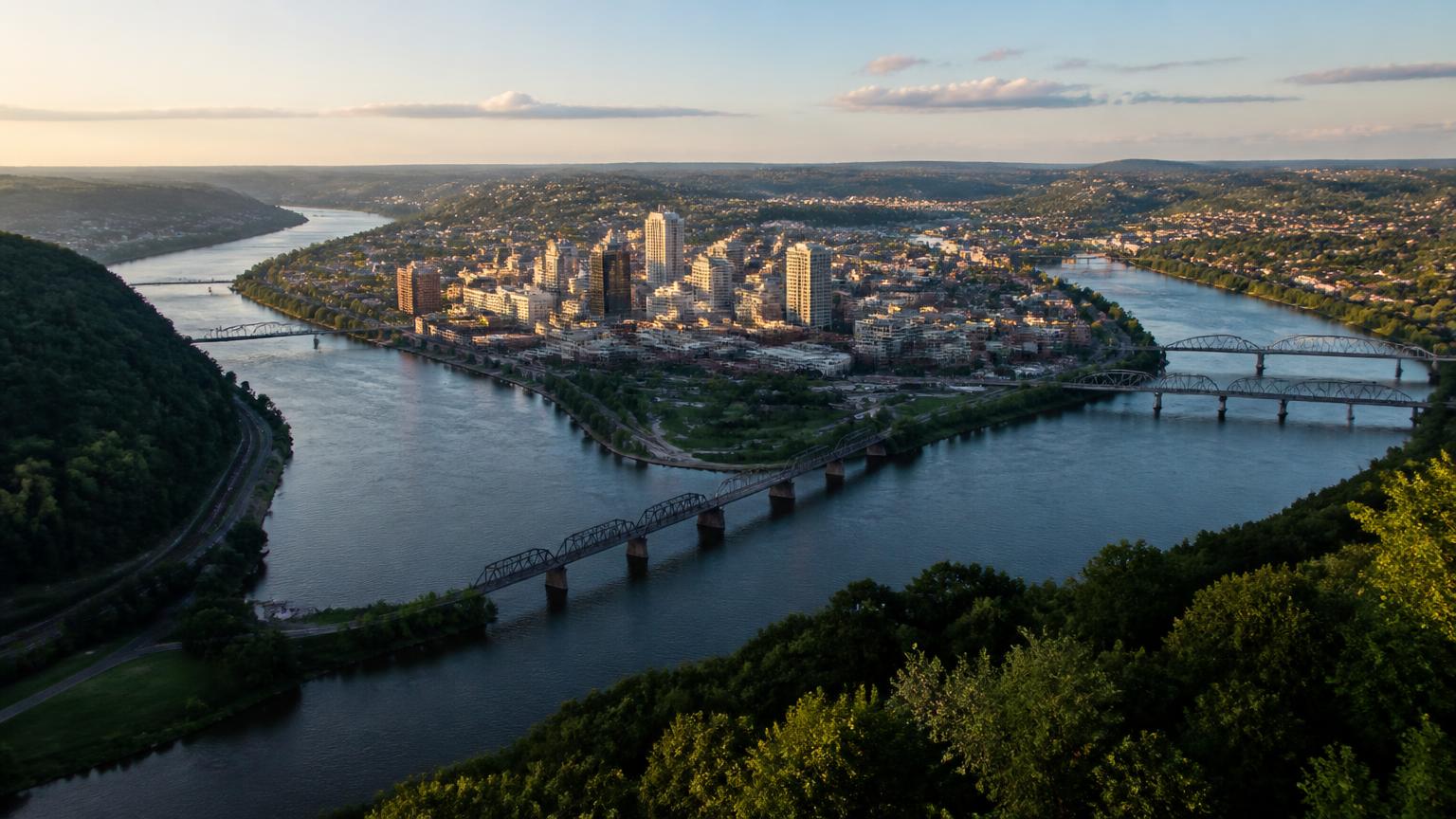 Pittsburgh's rivers and bridges connecting the city's neighborhoods