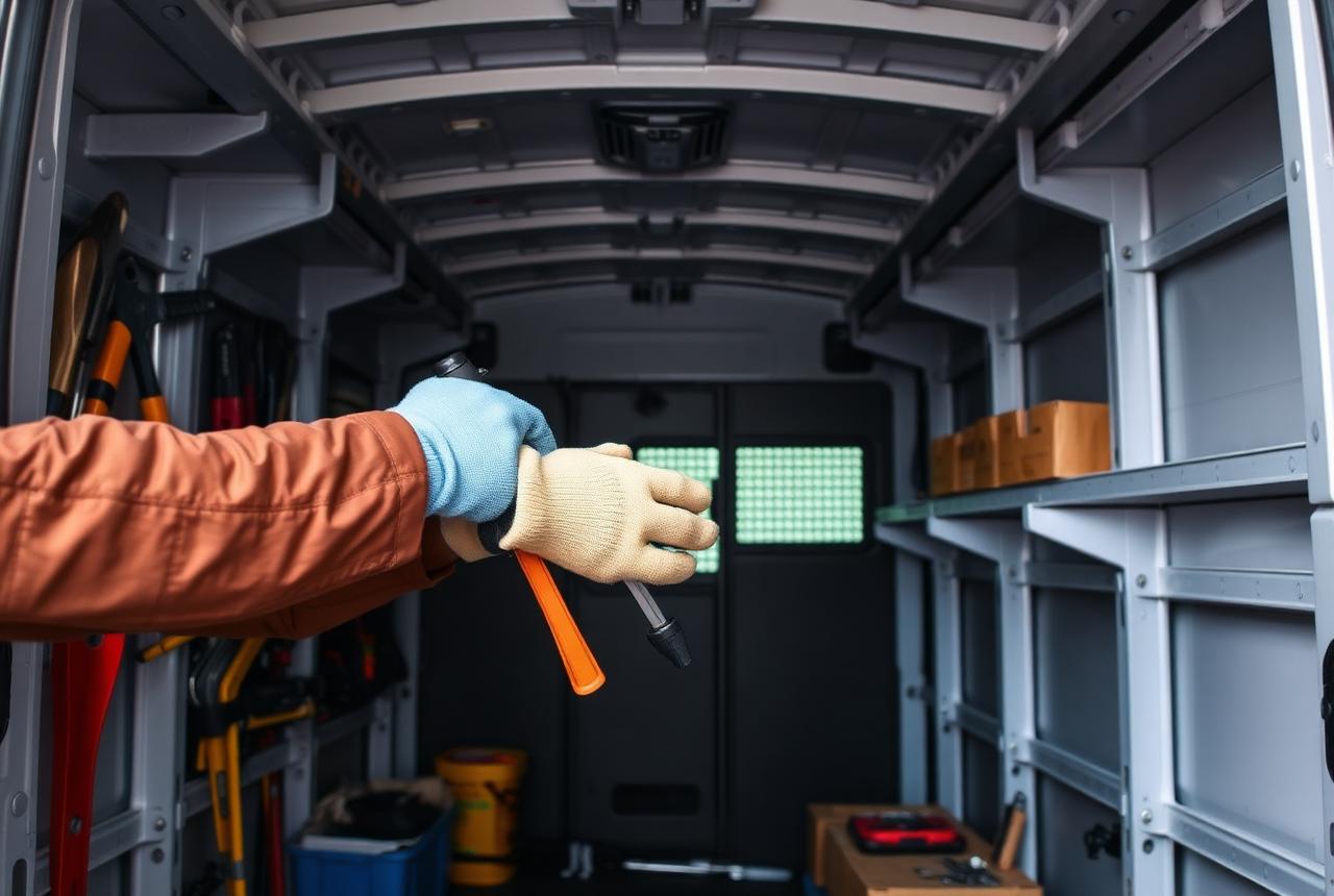 Contractor tools and service van in the Harrisburg, Pennsylvania region