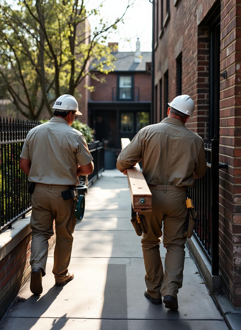 Contractor crew working a job in a Reading, PA neighborhood