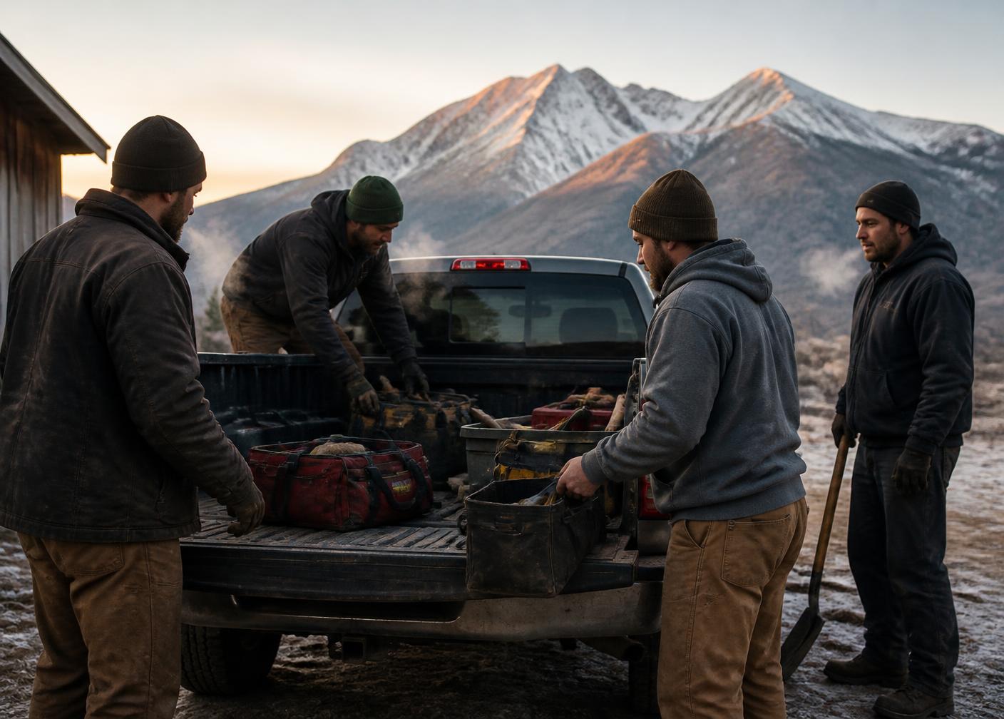 Trade crew working a job site in a Salt Lake County neighborhood