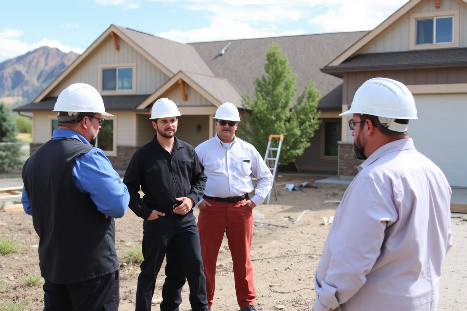 Trade crew working a job site in a Utah County neighborhood