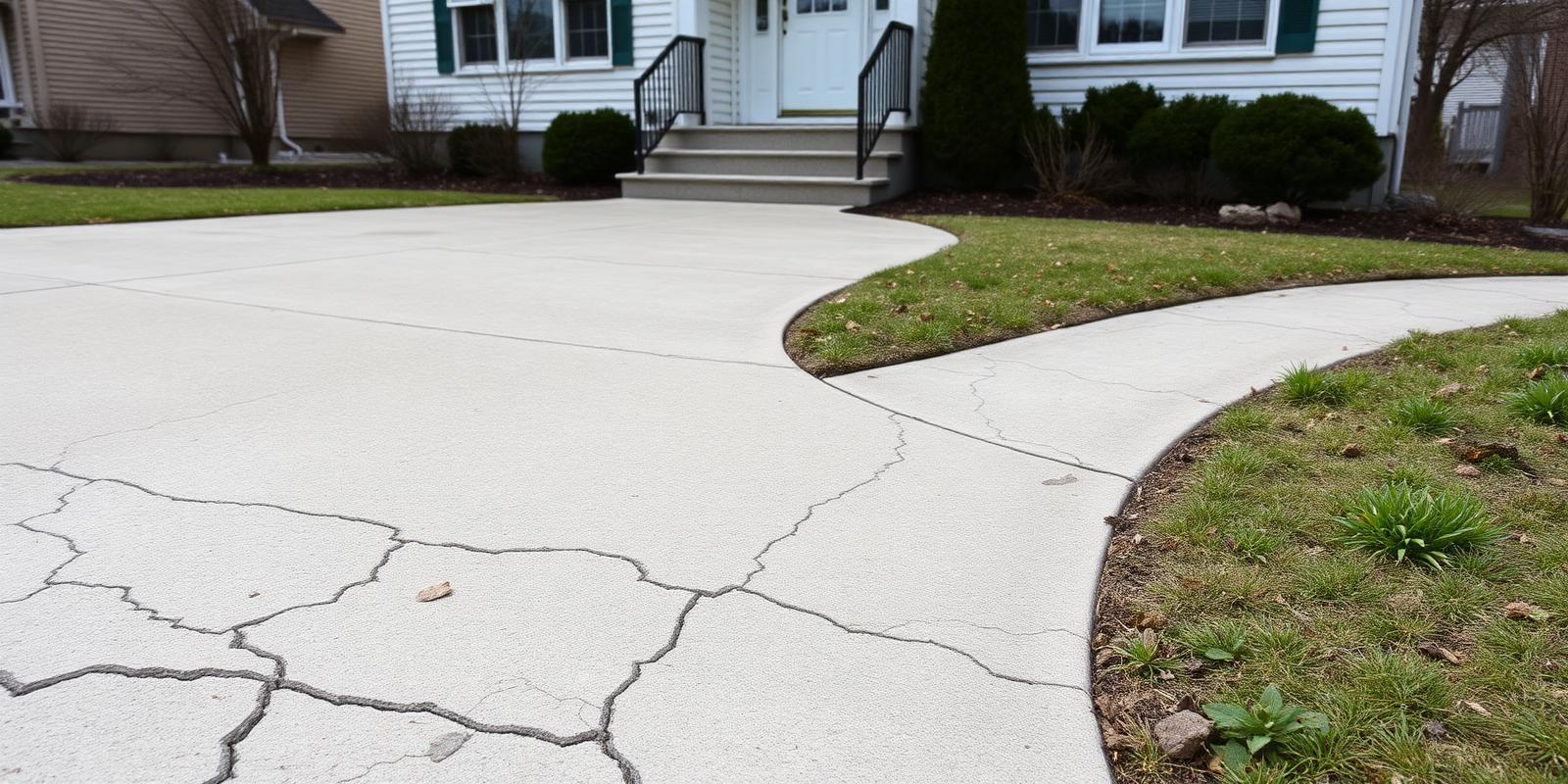 Cracked concrete driveway showing freeze-thaw damage after a Lehigh Valley winter