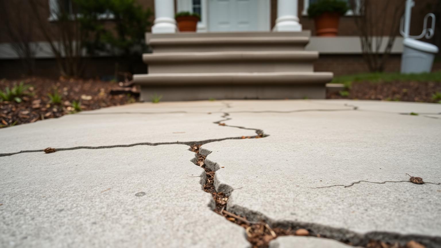 Freeze-thaw heaved concrete porch steps on a steep Lackawanna County residential street