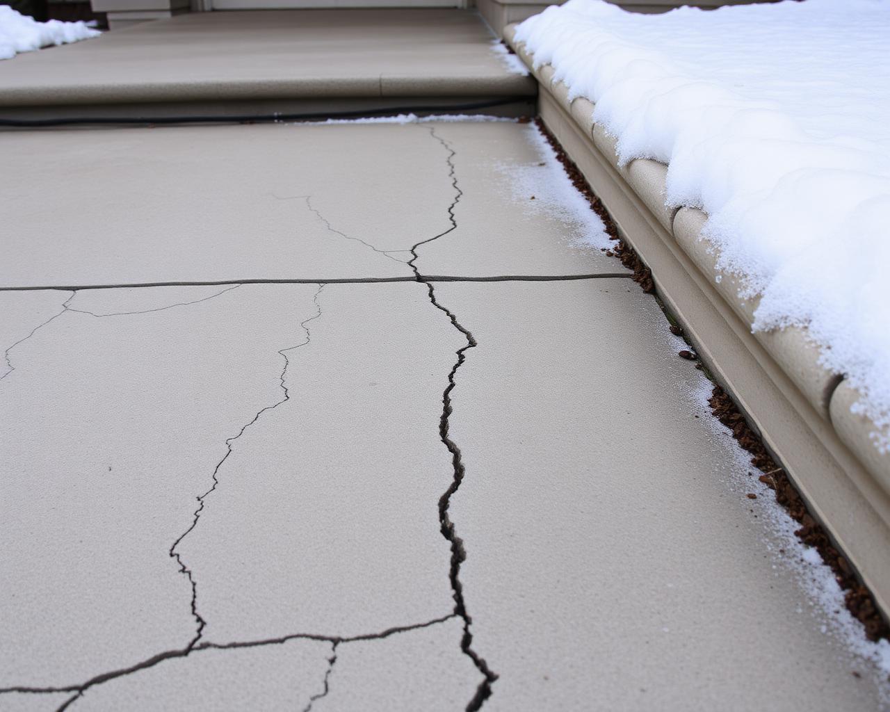 Spalled, salt-damaged concrete driveway in Orchard Park ahead of a Buffalo spring resurfacing job