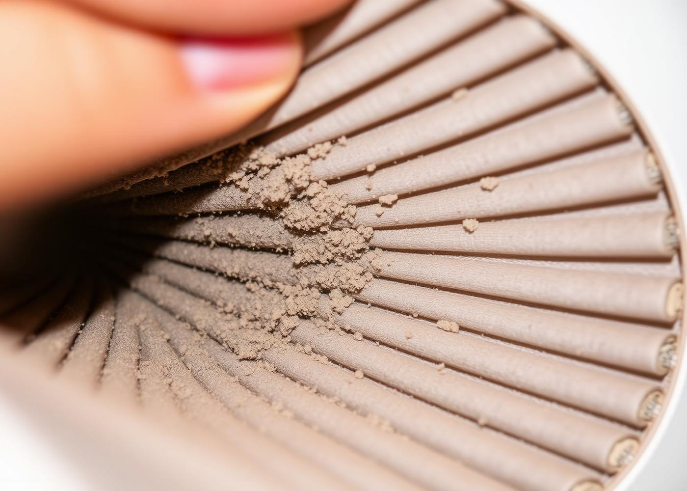 Dust-clogged HVAC air filter pulled from a refrigerated air unit in a Northeast El Paso home after a windy stretch