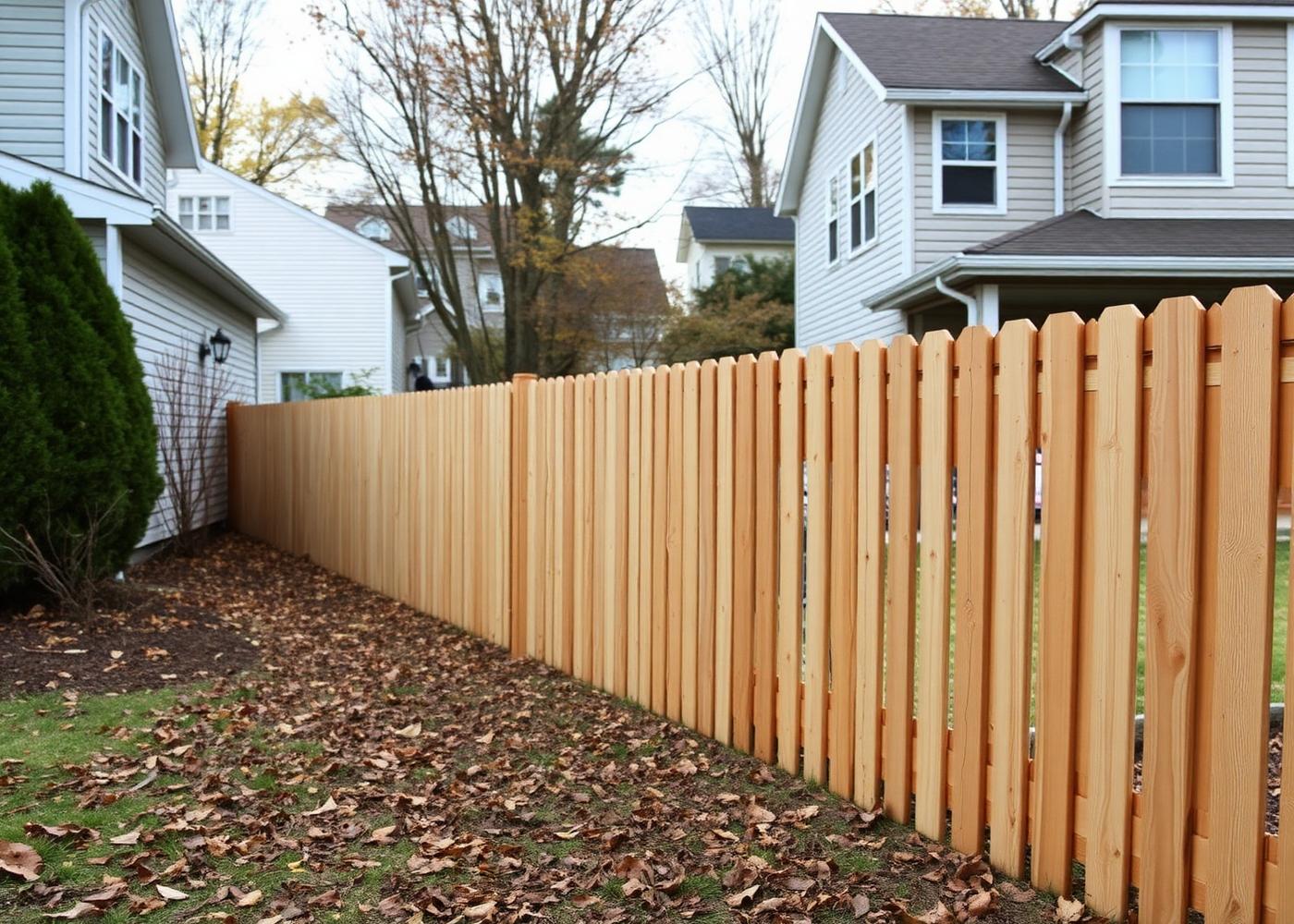 Fence being installed along a graded slope in Colonial Heights, Yonkers before the ground freezes for winter