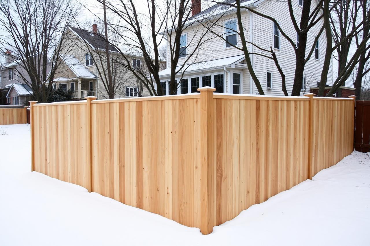 Fence crew finishing an install in Guilderland before the Capital Region ground freezes for winter
