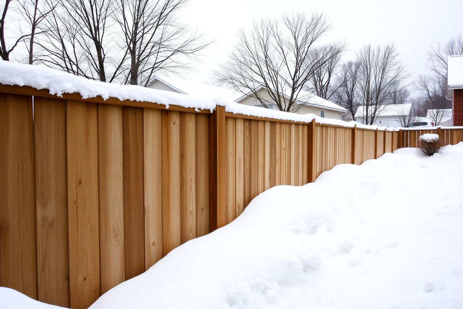 Fence installed against a snowdrift in West Seneca before the Erie County ground freezes for winter