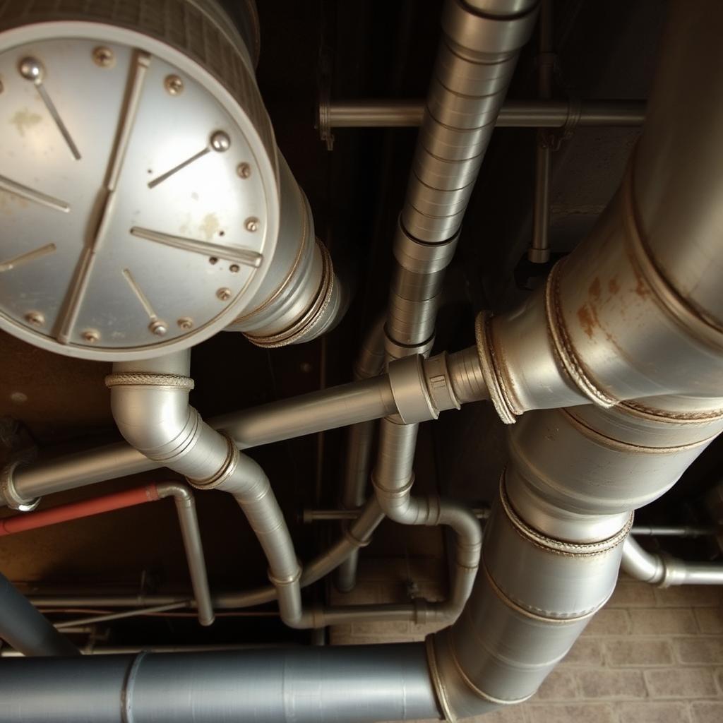 Oversized older boiler tucked into a low-clearance basement mechanical room in a Scranton row home