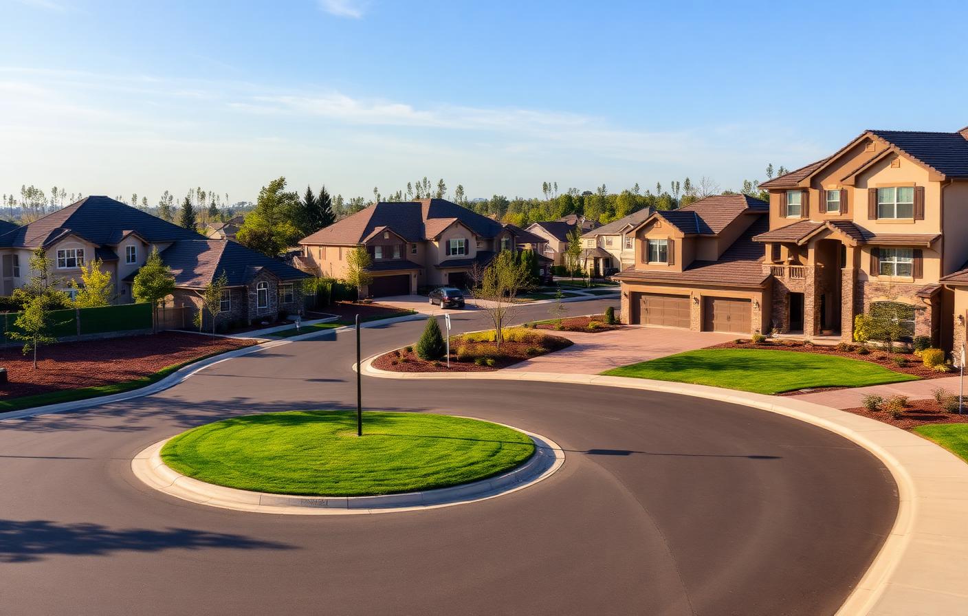 Newer large single-family homes on a well-maintained street in a Naperville subdivision