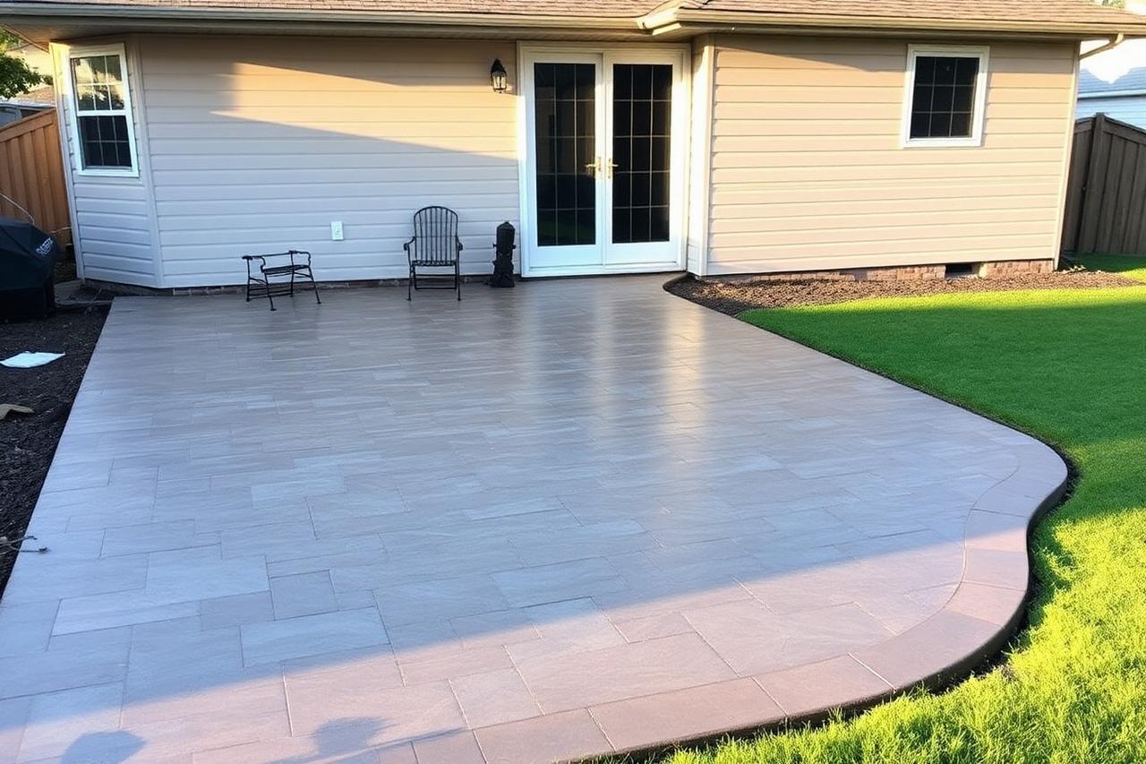 A new paver patio area in a Joliet backyard, designed for value and family gatherings