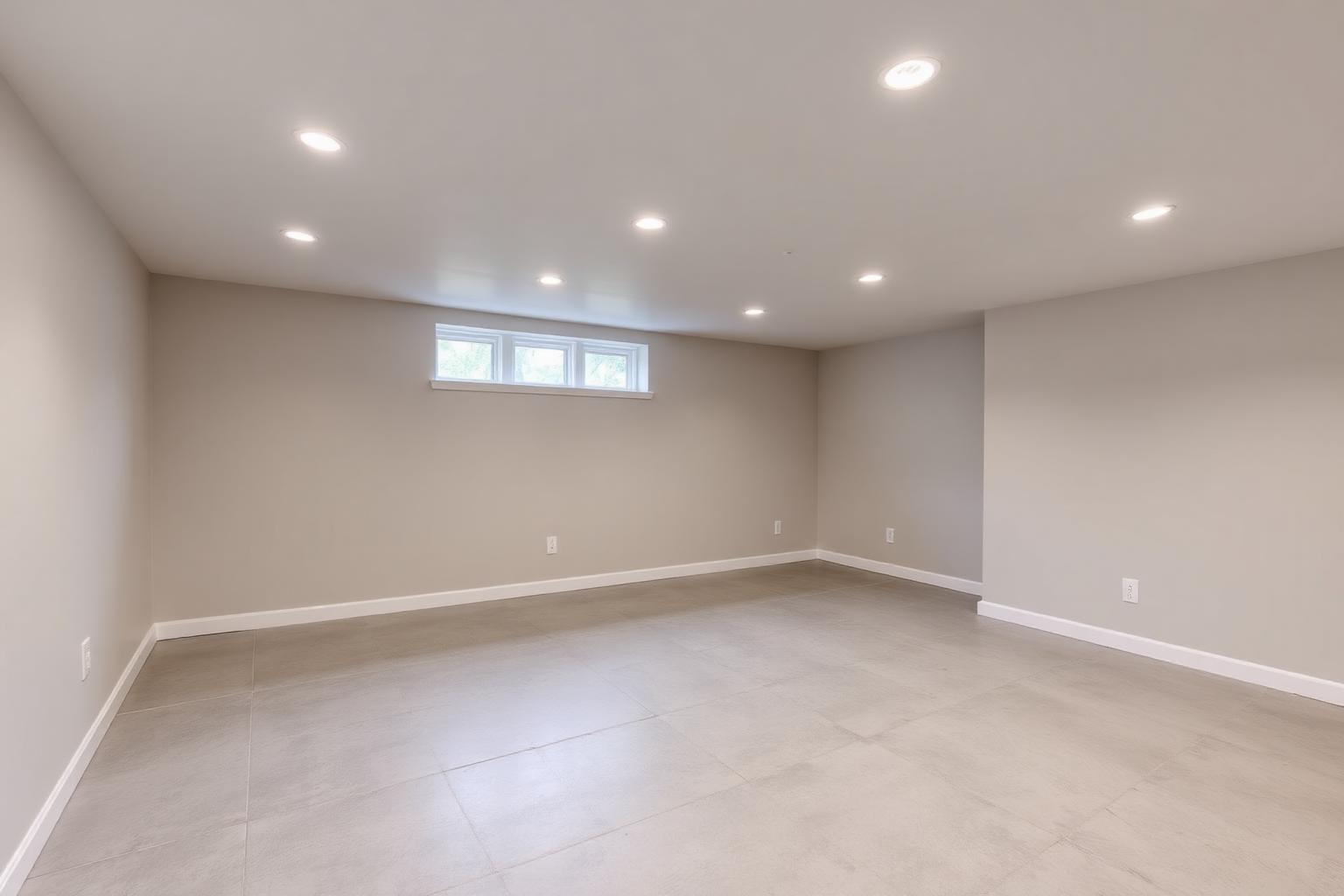 Freshly epoxied basement floor in a South Buffalo double home