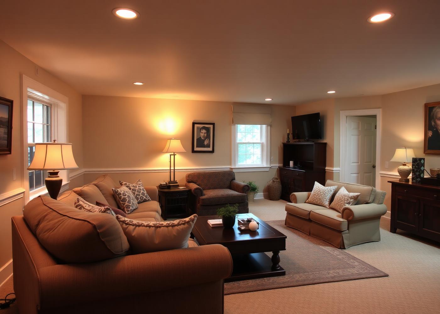 Newly finished basement in a Rochester two-story home