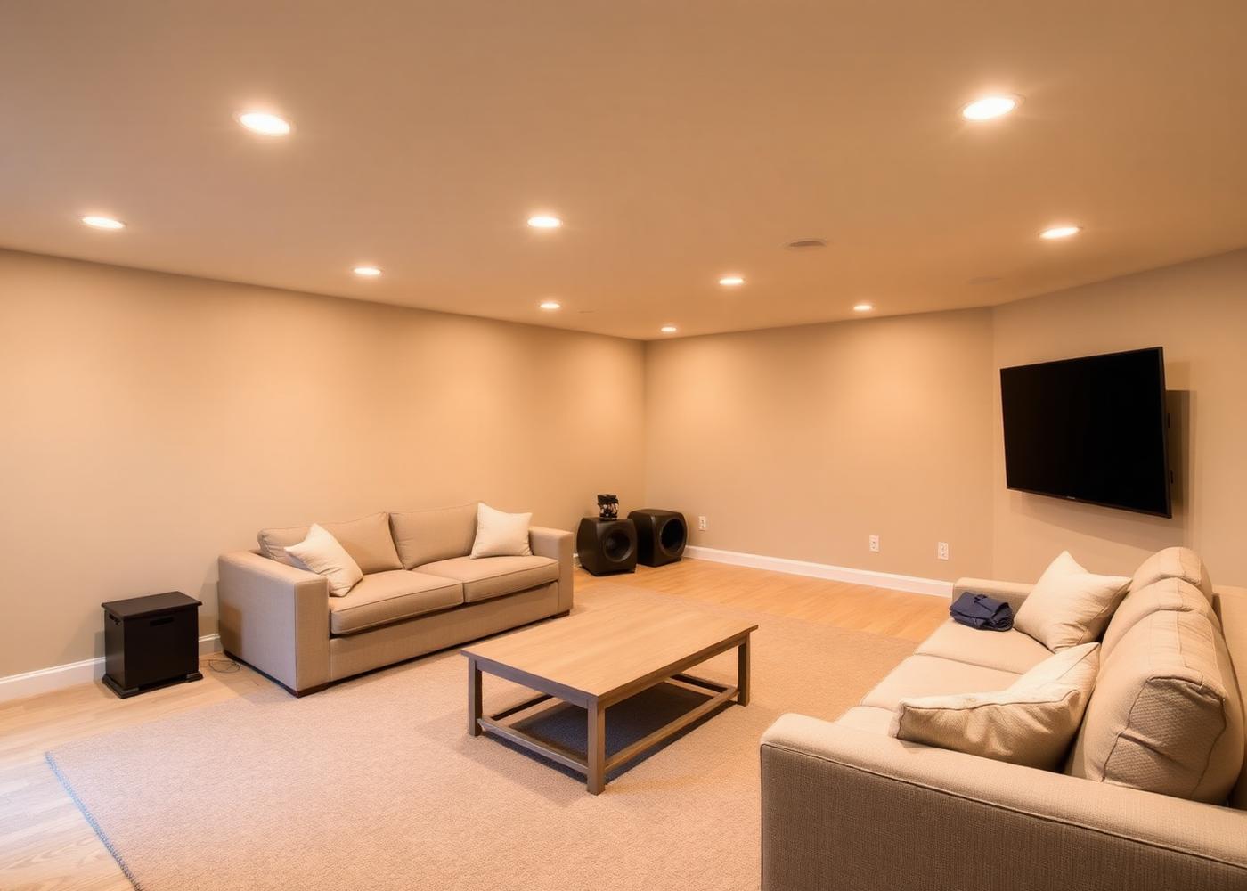 Newly finished basement under a pre-1940 Syracuse double