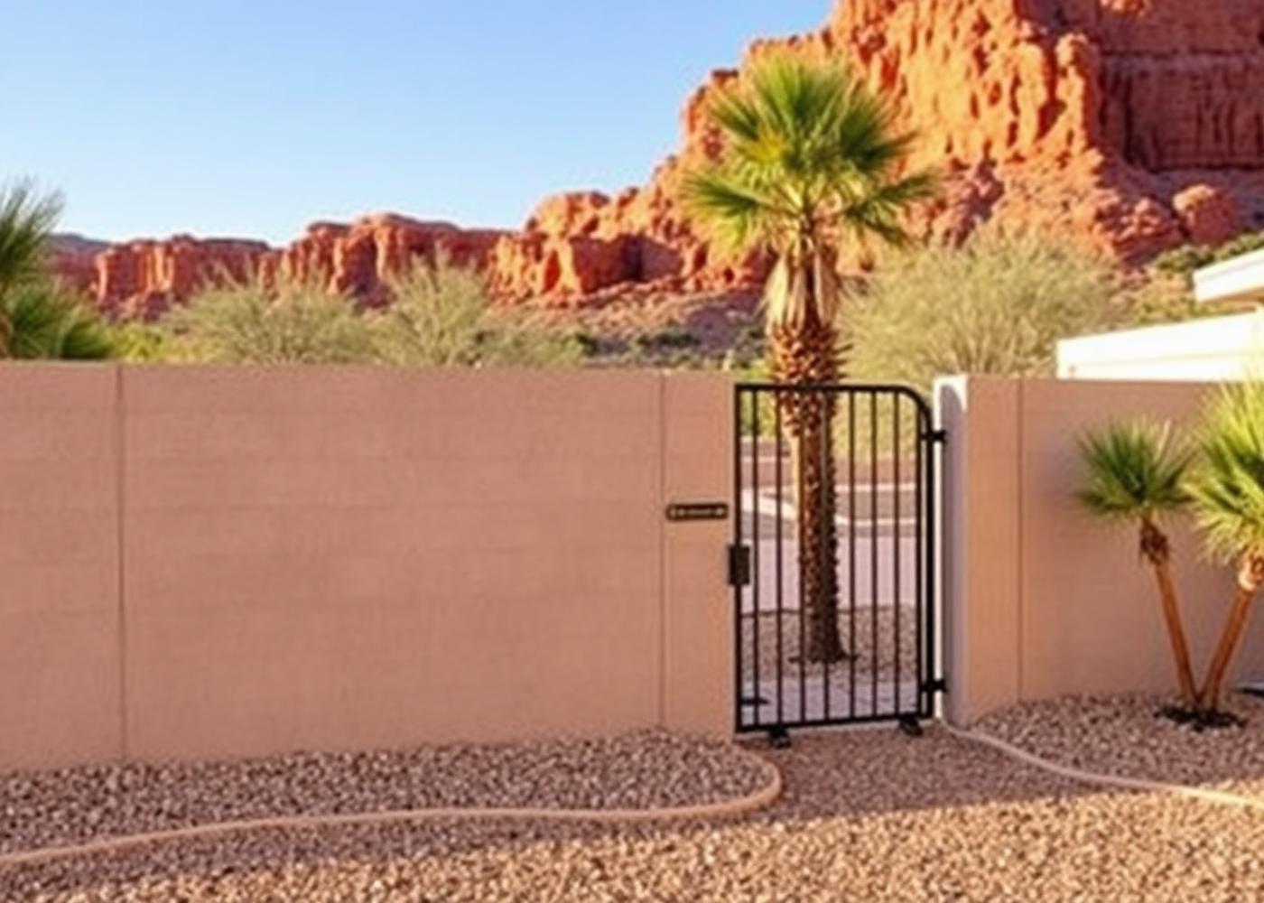 Block privacy wall built along a new home property line in Little Valley, St. George, Utah