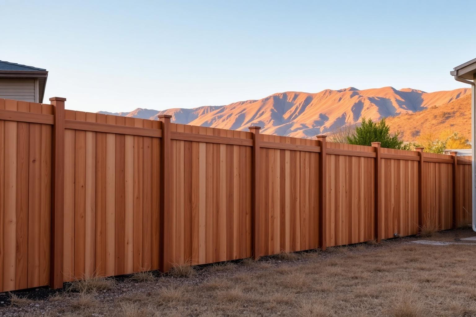 Cedar fence rebuilt along a student rental fourplex property line in Provo, Utah