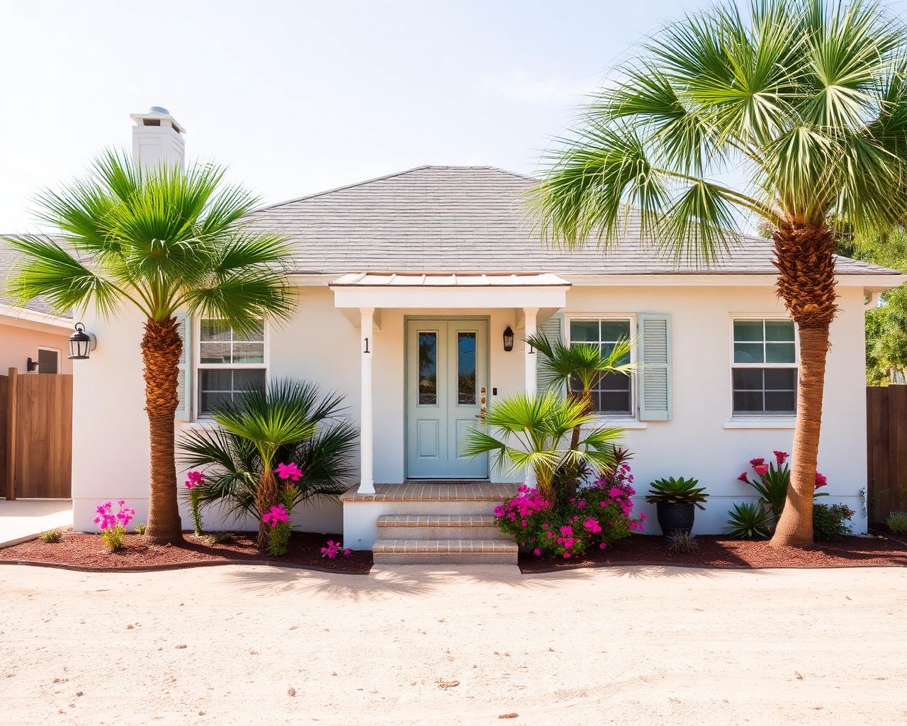Coastal-rated home exterior with storm shutters and galvanized fencing near Padre Island