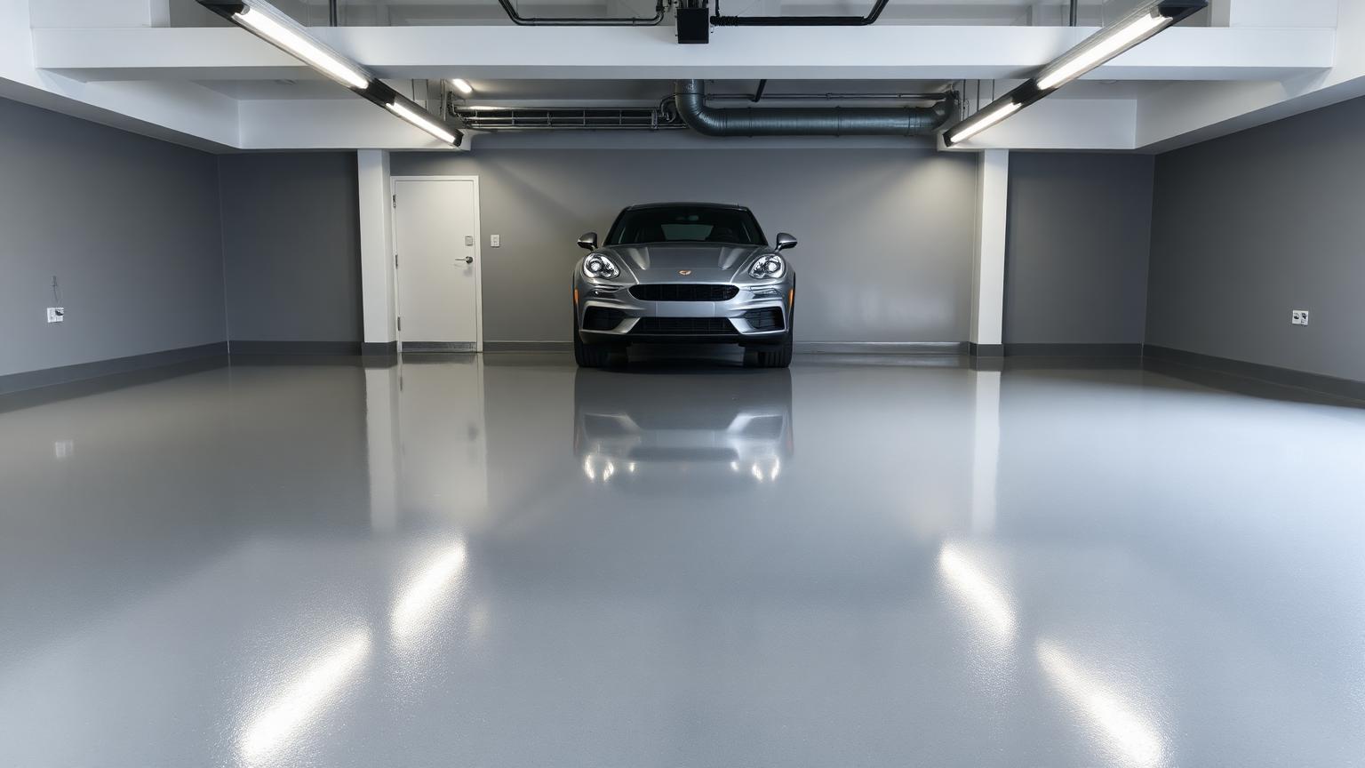 Freshly coated epoxy garage floor in a Cambrian Park San Jose home