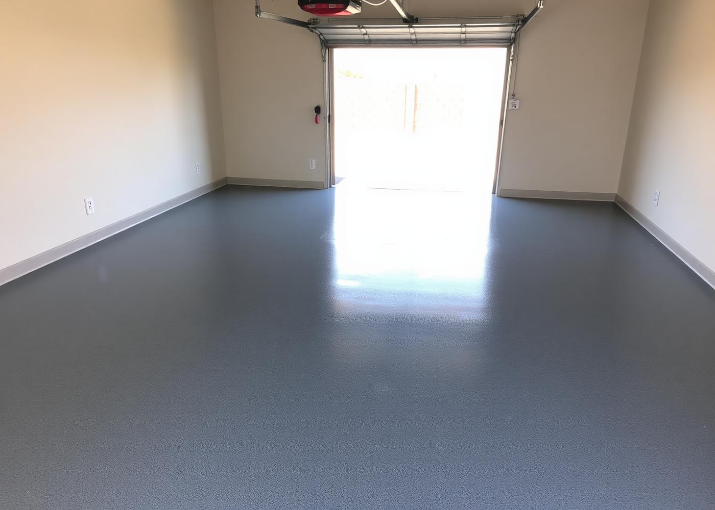 Finished epoxy garage floor in a new-build home garage near Washington Fields, St. George, Utah